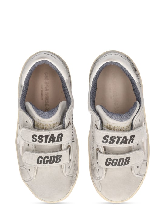 Golden Goose: Old School leather strap sneakers - Grey - kids-boys_1 | Luisa Via Roma