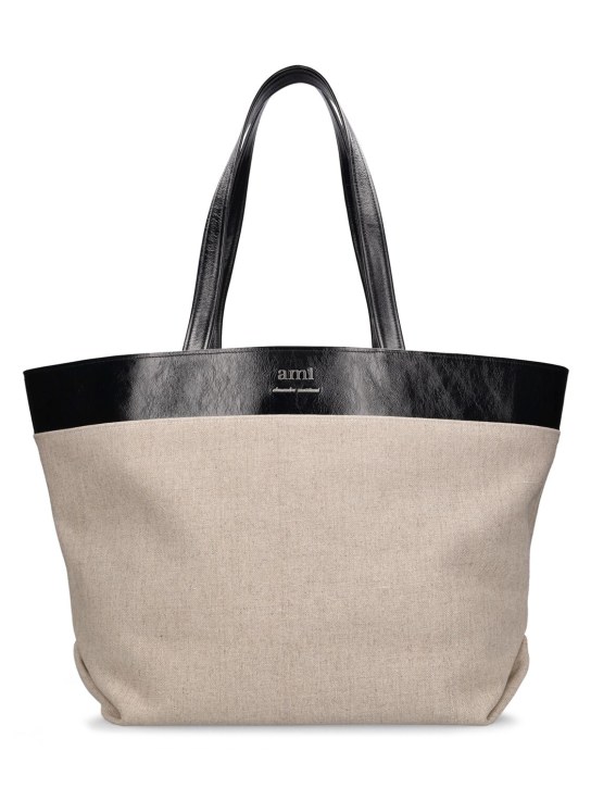 AMI Paris: East West Ami canvas shopping bag - Natural - women_0 | Luisa Via Roma
