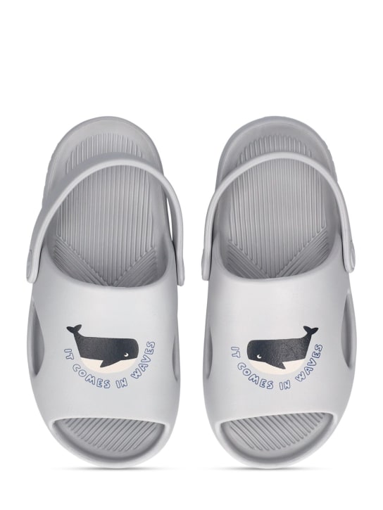 Liewood: Whale print rubber sandals - Light Grey - kids-girls_1 | Luisa Via Roma