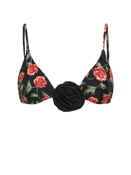 Weworewhat: Cooper printed bikini top w/ rose - Black/Multi - women_0 | Luisa Via Roma