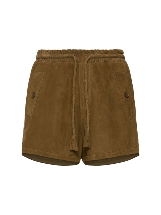 Baziszt: Leather shorts - Khaki - men_0 | Luisa Via Roma