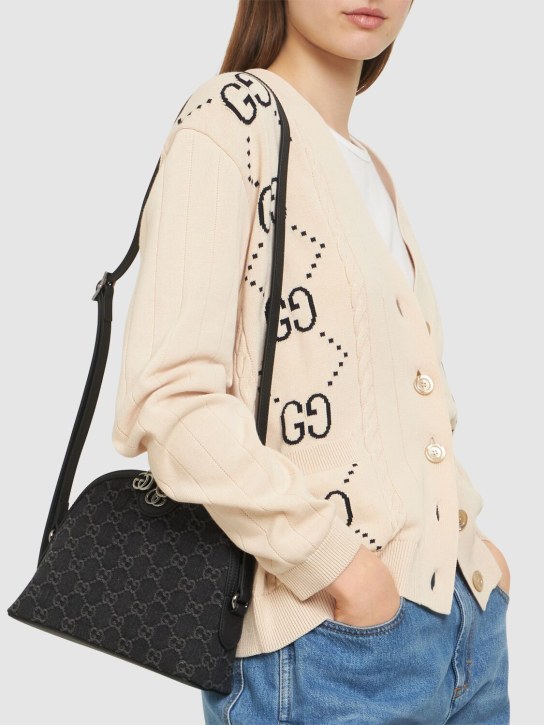 Gucci: Small Ophidia GG Denim shoulder bag - Black/Grey - women_1 | Luisa Via Roma