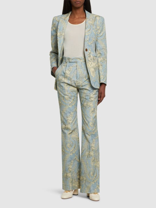 Vivienne Westwood: Ray cotton jacquard flared pants - Blue/Multi - women_1 | Luisa Via Roma