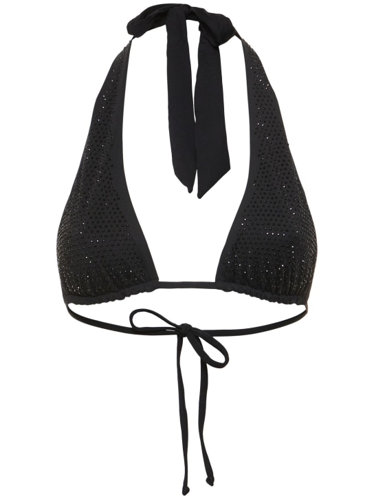 Weworewhat: Self-tie triangle bikini top - Black - women_0 | Luisa Via Roma