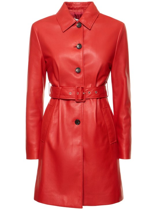 Bally: Lamb leather trench coat - Red - women_0 | Luisa Via Roma
