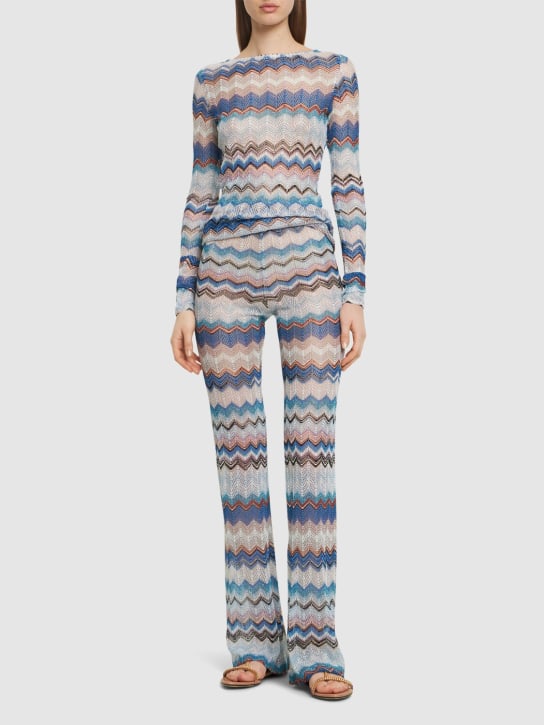 Missoni: Chevron crochet flared pants - Multicolor - women_1 | Luisa Via Roma
