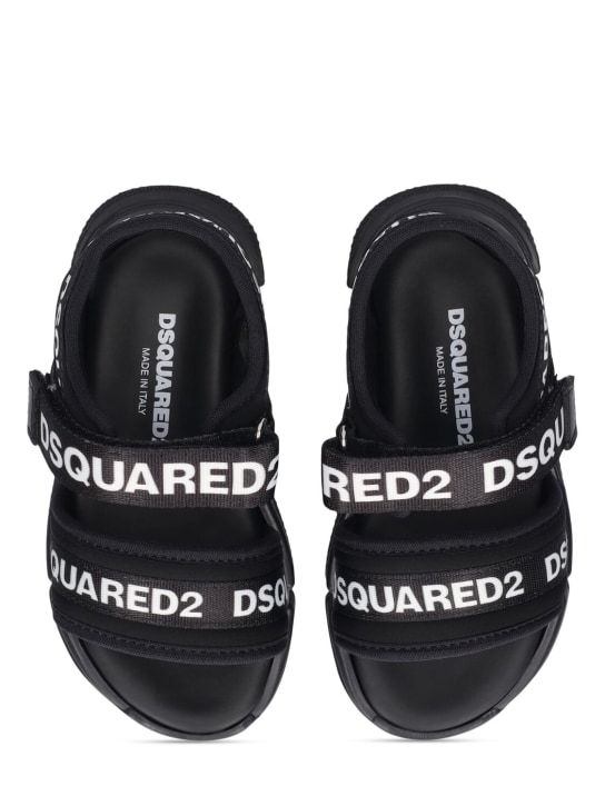 Dsquared2: Sandalias de techno con logo - Negro - kids-boys_1 | Luisa Via Roma
