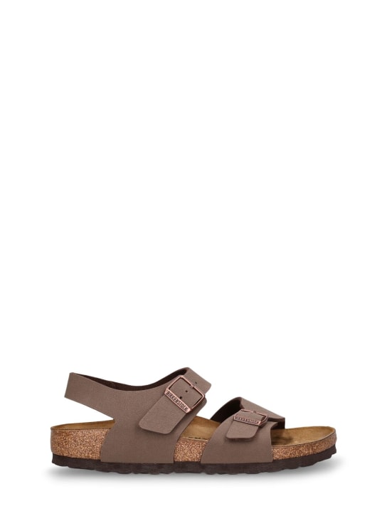 BIRKENSTOCK: New York faux leather sandals - Brown - kids-girls_0 | Luisa Via Roma