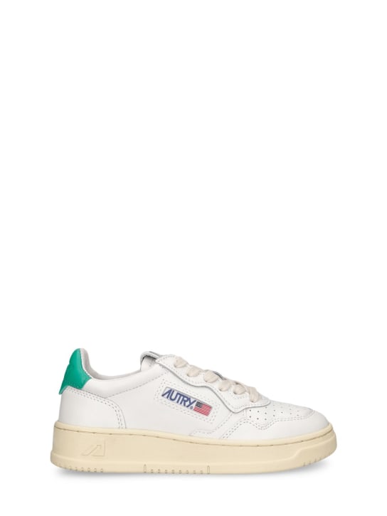Autry: Medalist low lace-up sneakers - White/Turquoise - kids-girls_0 | Luisa Via Roma