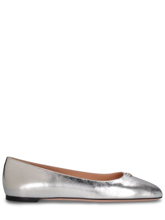 Bally: 5mm Briella metallic leather ballerinas - Silver - women_0 | Luisa Via Roma