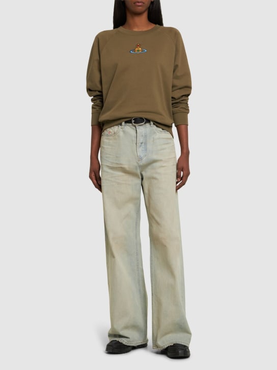 Vivienne Westwood: Raglan cotton jersey sweatshirt - Olive Green - women_1 | Luisa Via Roma