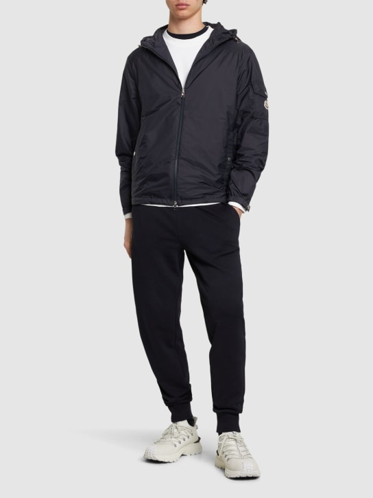 Moncler: Etiache nylon rainwear jacket - ブルー - men_1 | Luisa Via Roma