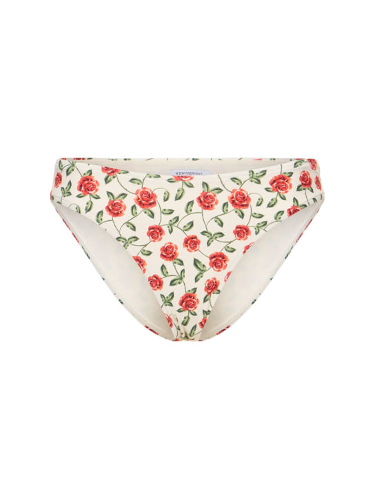 Weworewhat: Rose printed scoop bikini bottoms - White/Red - women_0 | Luisa Via Roma