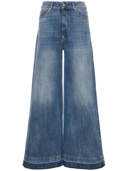 Stella McCartney: Jeans anchos de talle alto - Azul - women_0 | Luisa Via Roma