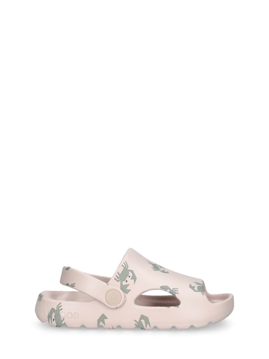 Liewood: Crab print rubber sandals - Off White/Green - kids-boys_0 | Luisa Via Roma