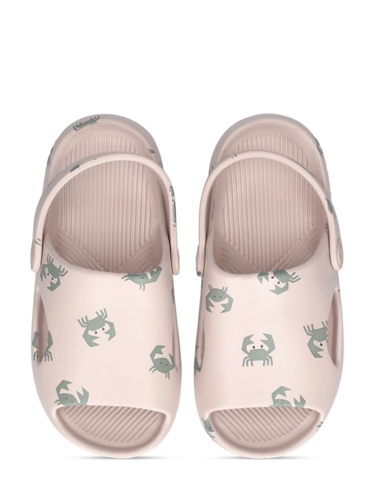 Liewood: Crab print rubber sandals - Off White/Green - kids-girls_1 | Luisa Via Roma