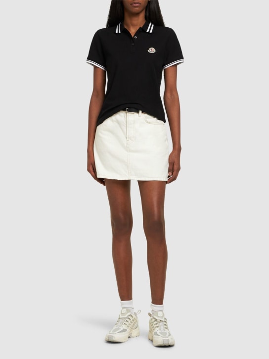 Moncler: Cotton polo t-shirt - Black - women_1 | Luisa Via Roma
