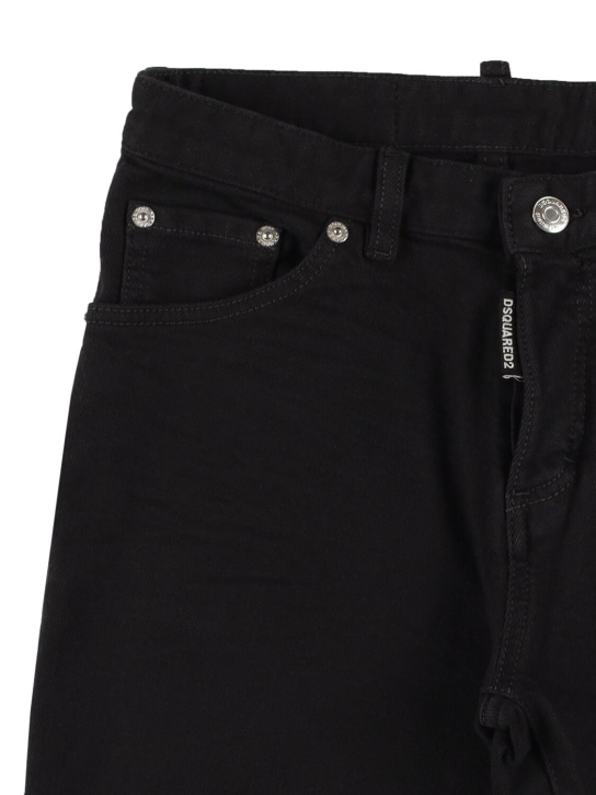 Dsquared2: Stretch cotton denim shorts - Black - kids-boys_1 | Luisa Via Roma