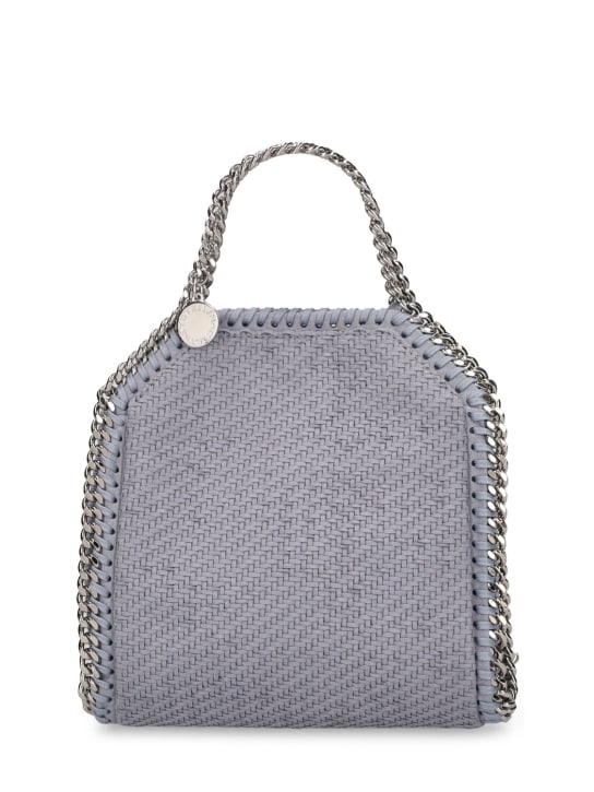 Stella McCartney: Tiny Woven faux suede leather tote bag - Blue Grey - women_0 | Luisa Via Roma