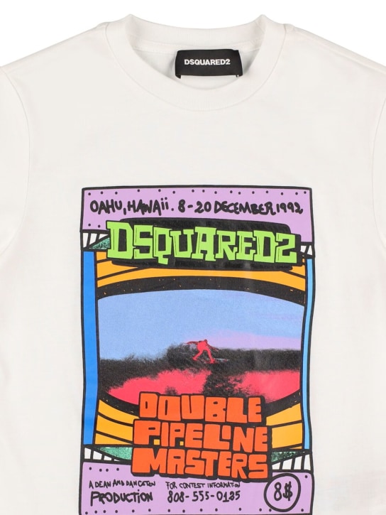 Dsquared2: 프린티드 코튼 저지 티셔츠 - 화이트 - kids-boys_1 | Luisa Via Roma