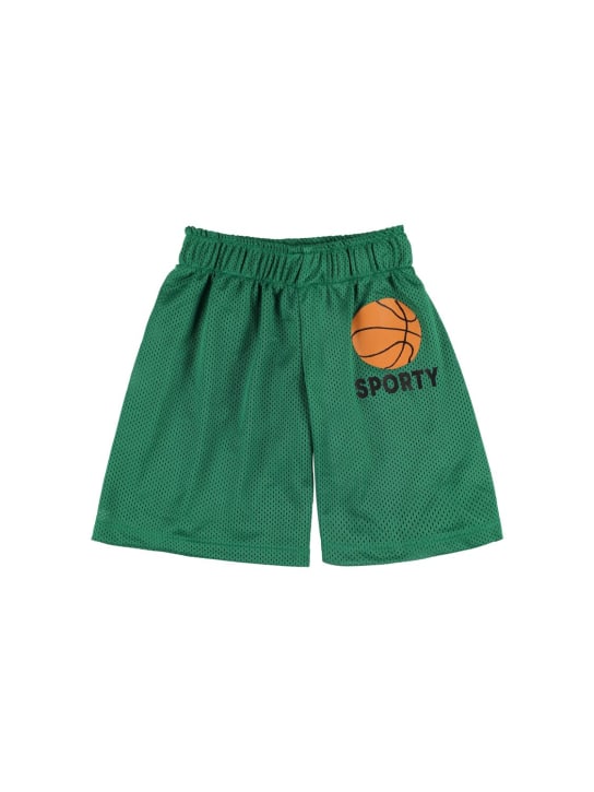 Mini Rodini: Shorts de malla reciclada - Verde - kids-boys_0 | Luisa Via Roma