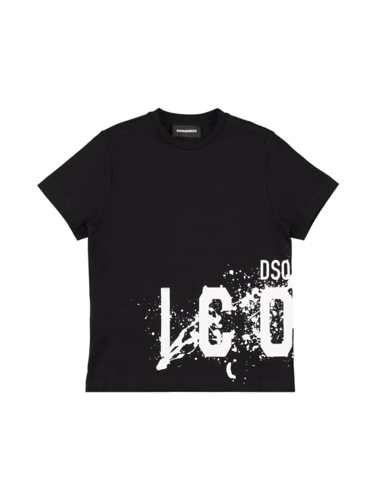 Dsquared2: Printed cotton jersey t-shirt - kids-boys_0 | Luisa Via Roma