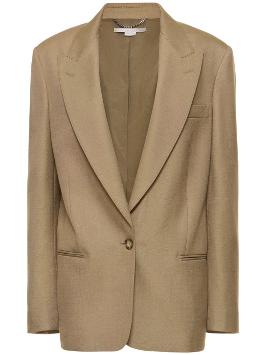 Stella McCartney: Embellished viscose oversize blazer - Dark Beige - women_0 | Luisa Via Roma