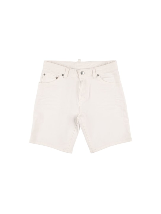 Dsquared2: Shorts in denim di cotone stretch - Bianco - kids-boys_0 | Luisa Via Roma