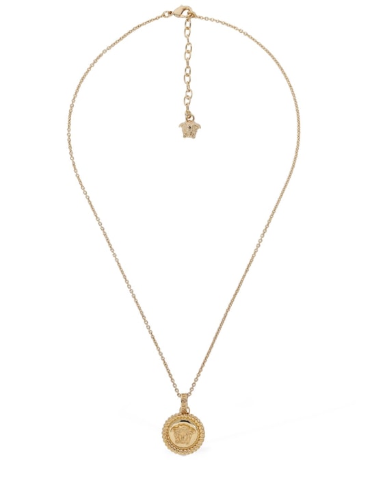 Versace: Metal necklace logo charm - Gold - men_0 | Luisa Via Roma