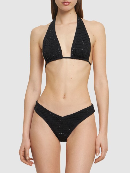 Weworewhat: Self-tie triangle bikini top - Black - women_1 | Luisa Via Roma