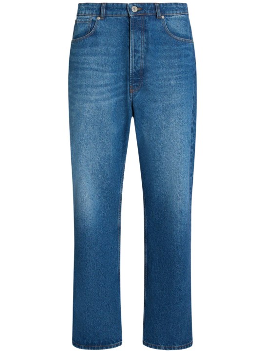 AMI Paris: Loose cotton denim jeans - Blue - men_0 | Luisa Via Roma