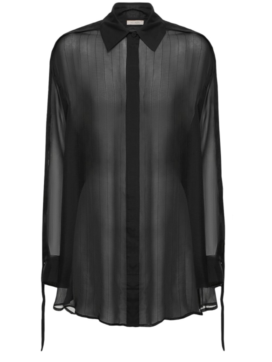 St. Agni: Pinstripe silk shirt - Black - women_0 | Luisa Via Roma