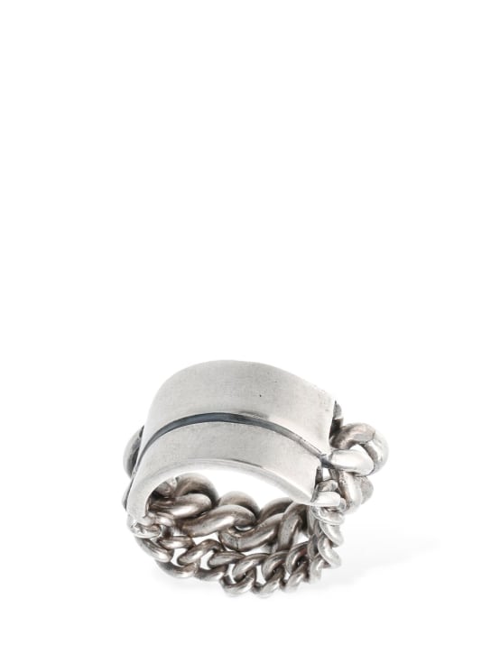 Ann Demeulemeester: Ize double chain ring - Silver - men_0 | Luisa Via Roma