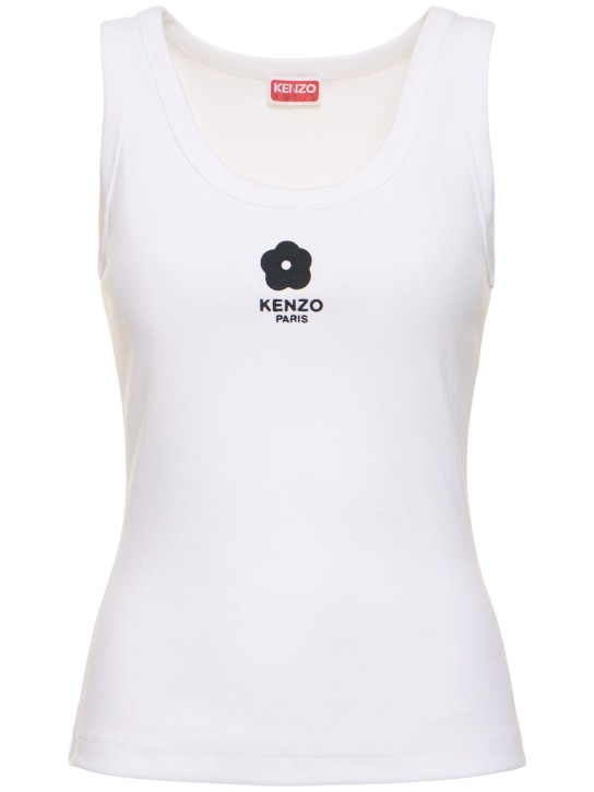 Kenzo Paris: Boke ribbed cotton jersey tank top - White - women_0 | Luisa Via Roma