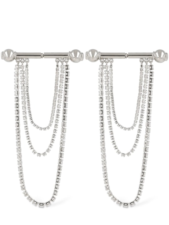 Panconesi: Barbell chandelier earrings - Silver - men_0 | Luisa Via Roma