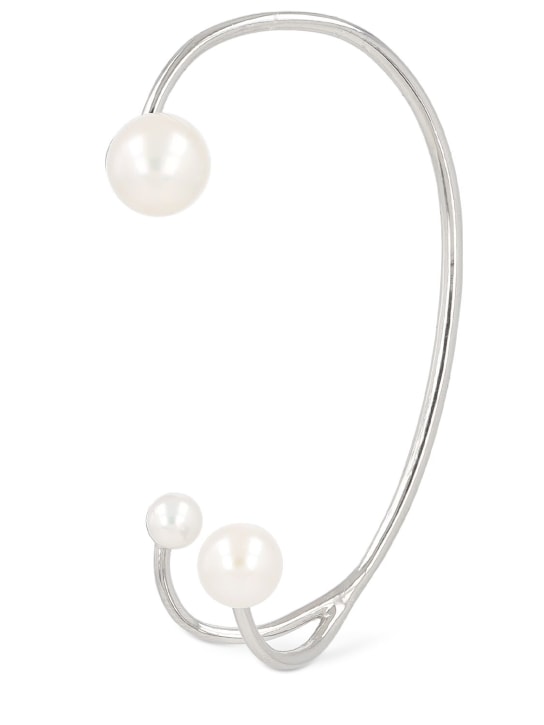 Panconesi: Three point pearl ear cuff - Silver/White - women_1 | Luisa Via Roma