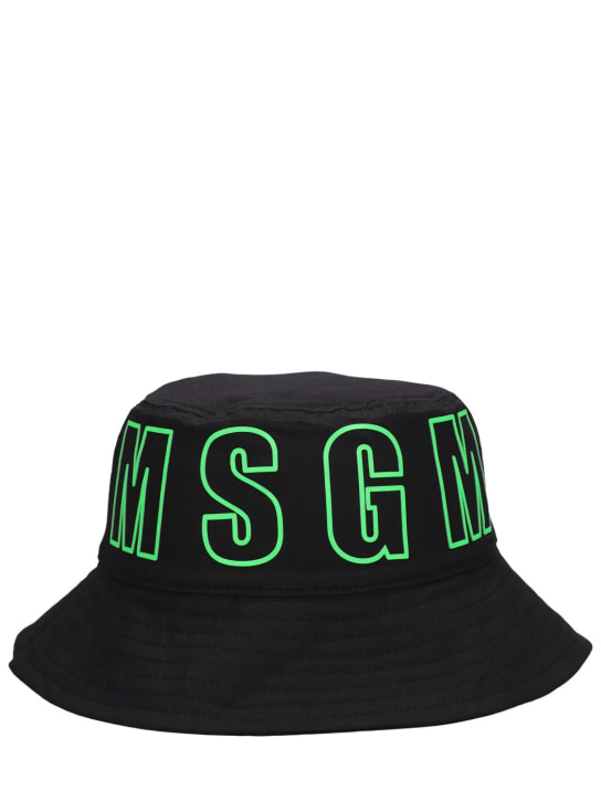 MSGM: Cotton bucket hat - Black - kids-girls_0 | Luisa Via Roma