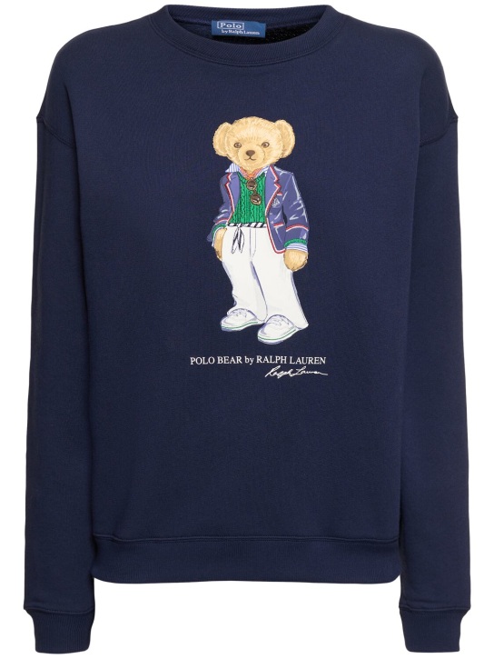 Polo Ralph Lauren: Riviera bear cotton blend sweatshirt - Blue - women_0 | Luisa Via Roma