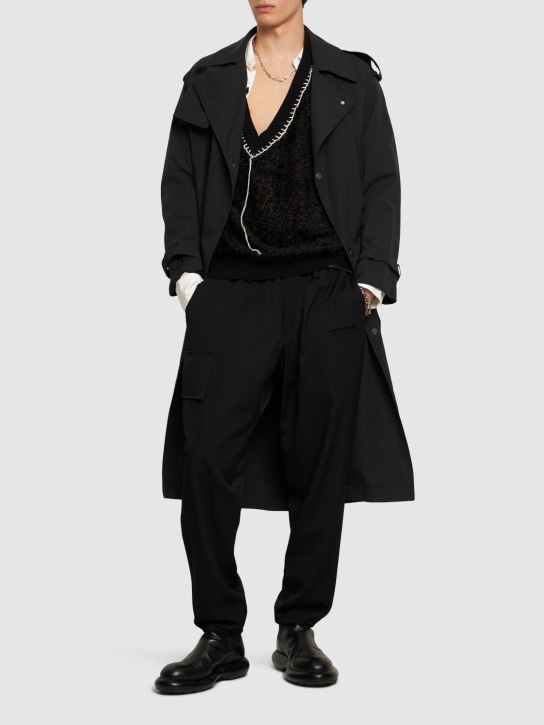 Yohji Yamamoto: Pantalones cargo de lana - Negro - men_1 | Luisa Via Roma