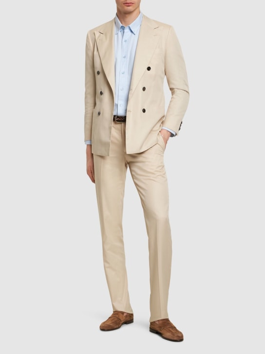 Kiton: Zweireihiger Anzug aus Baumwolle - Naturfarben - men_1 | Luisa Via Roma