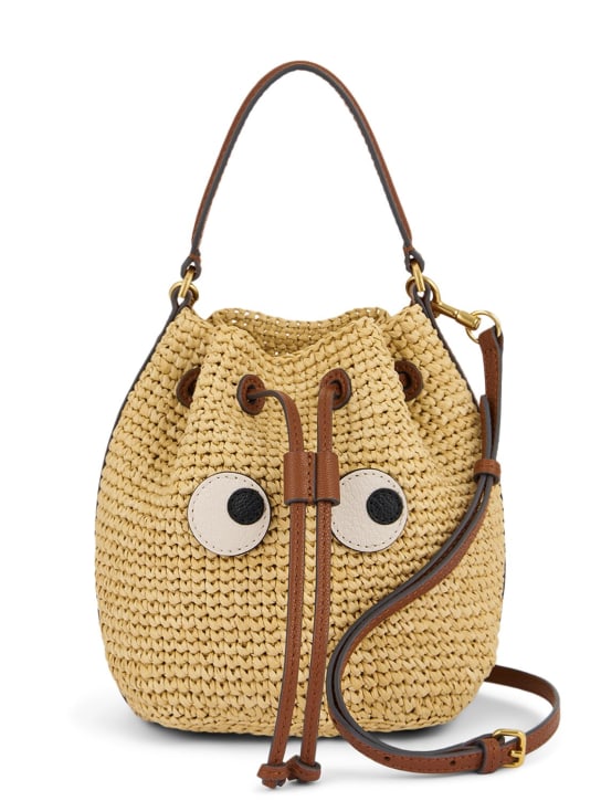 Anya Hindmarch: Eyes raffia top handle bag - Natural/Cedar - women_0 | Luisa Via Roma