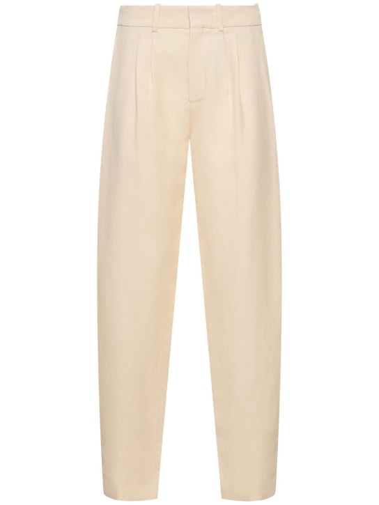 Ralph Lauren Collection: Pantalones de lino y seda - Butter - women_0 | Luisa Via Roma