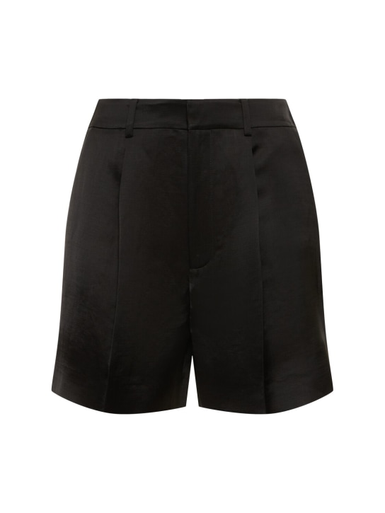 Ralph Lauren Collection: High waist linen blend shorts - Black - women_0 | Luisa Via Roma