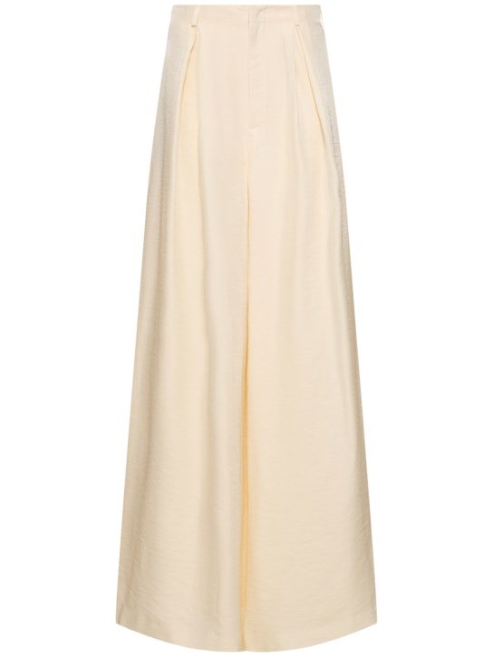 Ralph Lauren Collection: Glossy crepe wide pants - Butter - women_0 | Luisa Via Roma