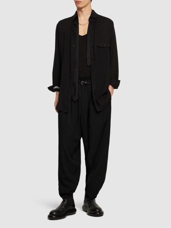 Yohji Yamamoto: Asymmetrical placket shirt - Black - men_1 | Luisa Via Roma
