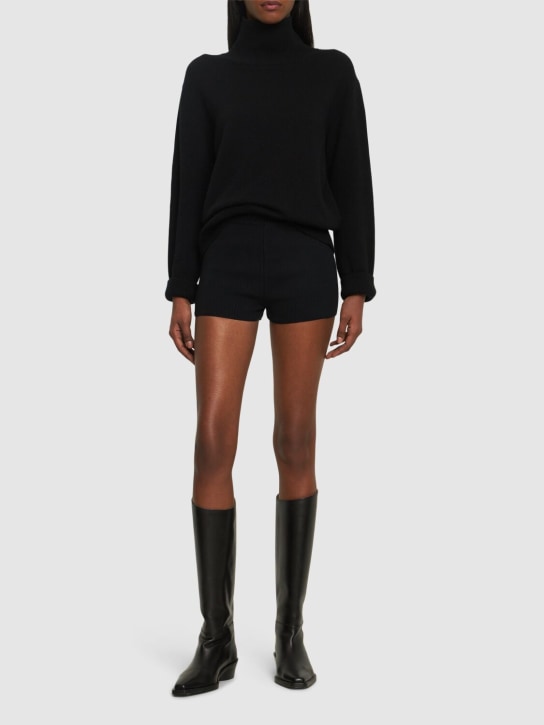 AMI Paris: Shorts de algodón - Negro - women_1 | Luisa Via Roma
