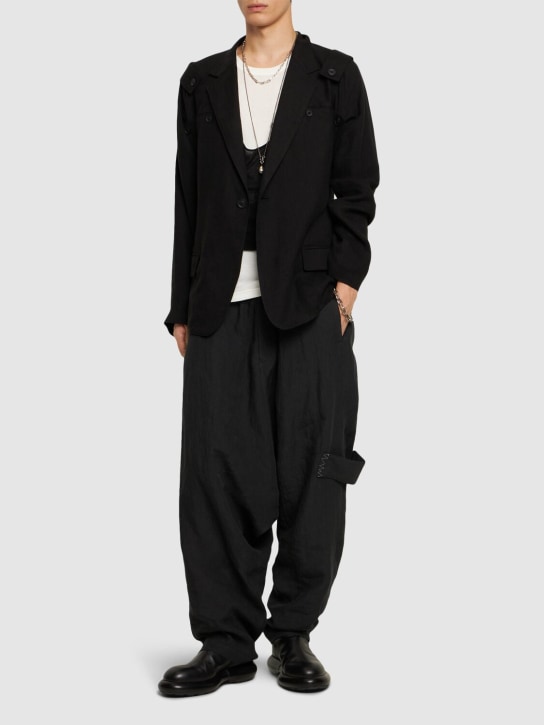 Yohji Yamamoto: K-single button linen blazer - Black - men_1 | Luisa Via Roma