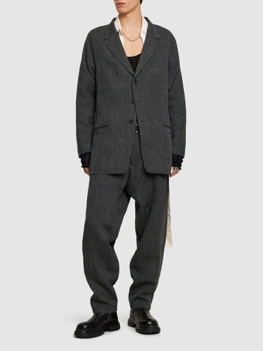 Yohji Yamamoto: W-raglan gabardine blazer - Grey - men_1 | Luisa Via Roma
