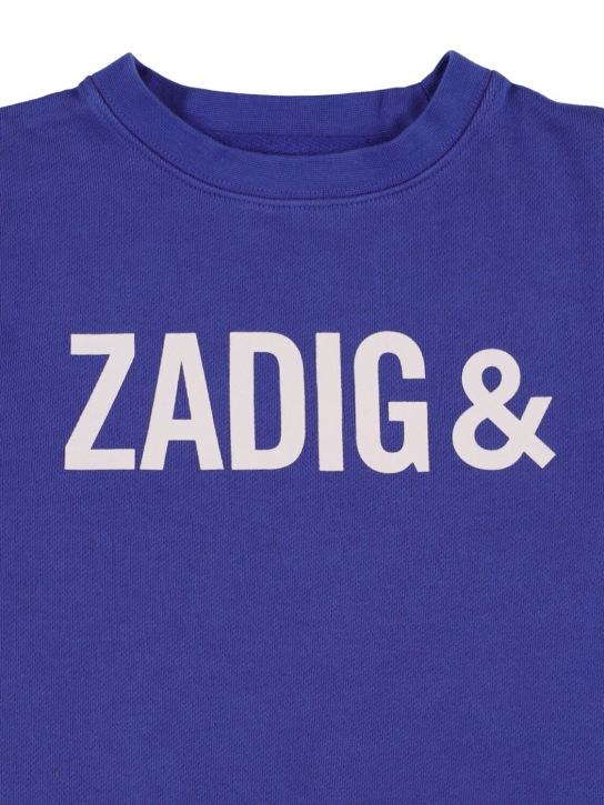 Zadig&Voltaire: Sweat-shirt en coton mélangé à col rond - Bleu - kids-boys_1 | Luisa Via Roma