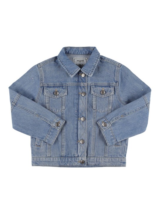 Zadig&Voltaire: Embellished organic cotton denim jacket - Blue - kids-girls_0 | Luisa Via Roma